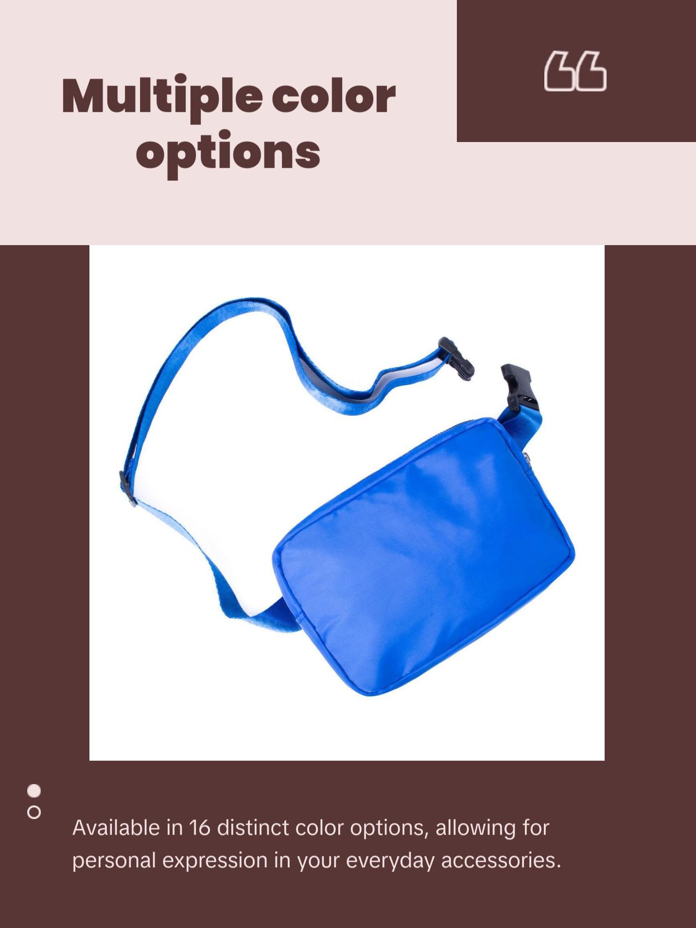 Nollia Unisex Nylon Rectangle Crossbody Belt Bag – 16 Color Options