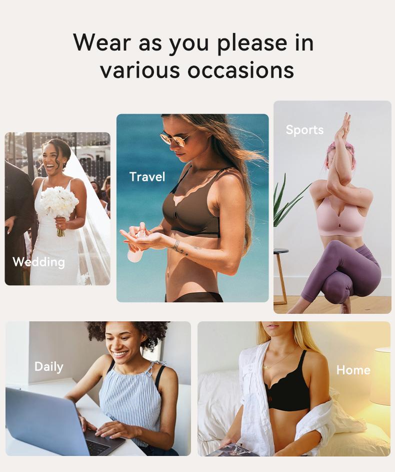 LUCKMEEY Bras for Women No Underwire Wave Push Up Wireless Bra Seamless Bras Full Coverage Bralettes Lift Everyday Bras