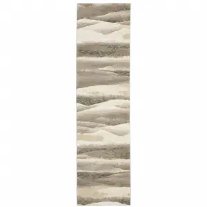HomeRoots 510475 2 x 8 ft. Gray Blue & Teal Abstract Power Loom Stain Resistant Runner Area Rug