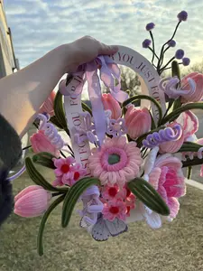 Pink & Purple Spring Pipe Cleaner Flower Basket
