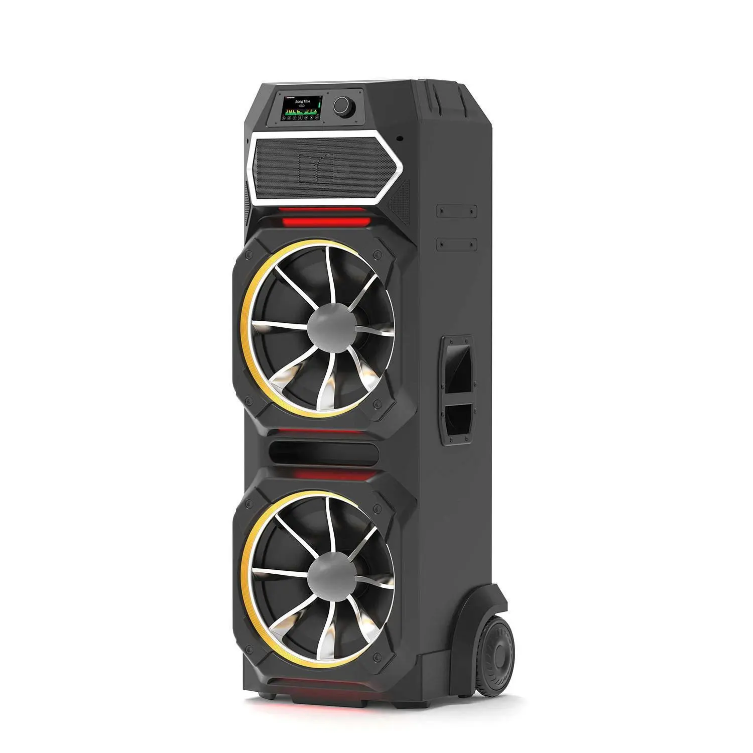 Monster GI30 1800W High-Power Wireless Party Speaker - Bluetooth Connectivity, Subwoofers, HiFi Audio, Dual Bass Drivers, Colorful LED Lights, Touchscreen Display, Mic Input, USB/Aux Input, Audio Preferences, FM Radio Presets, Bass Speakers