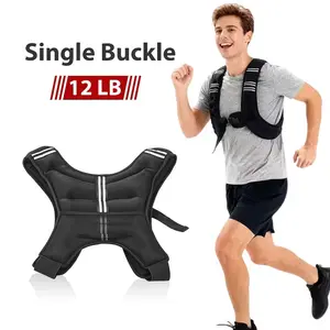 Weighted Vest, 12lb Weight Vest with Reflective Stripe for Workout, Strength Training, Running, Fitness, Muscle Building, Muscle Gain, Weightlifting