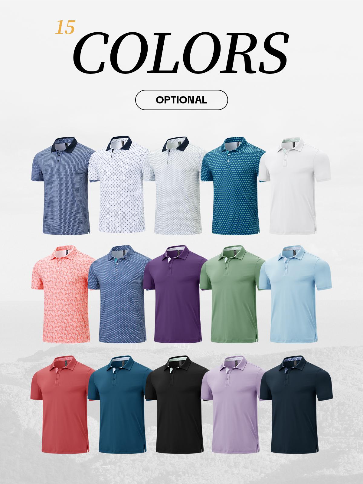 GOPUNE Men's Classic Polo Shirts Short Sleeve 3-Button Fashion Golf Polo Moisture Wicking Athletic Tennis T-Shirts Casual Contrast Collared Work Printed Polo Shirts Sports Tops #SpringFresh