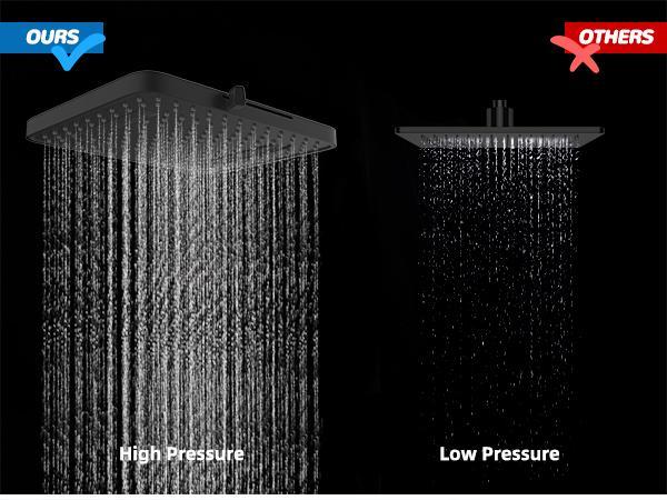 Anylock Upgraded 5-spray 13'' Shower Head for Easy Reach, High Pressure Rainfall Showerhead Combo with 10-mode Handheld Spray, 12'' Extension Arm, 4-way Diverter, 71'' Hose, Showerhead Holder, Black