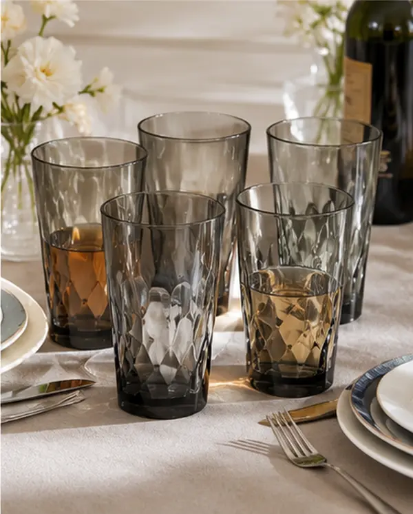 Unbreakable 16 oz Plastic Drinking Glasses Set of 6 – Shatterproof Reusable Tumblers, BPA-Free, Dishwasher Safe Cups for Kitchen & Everyday Use (Grey)