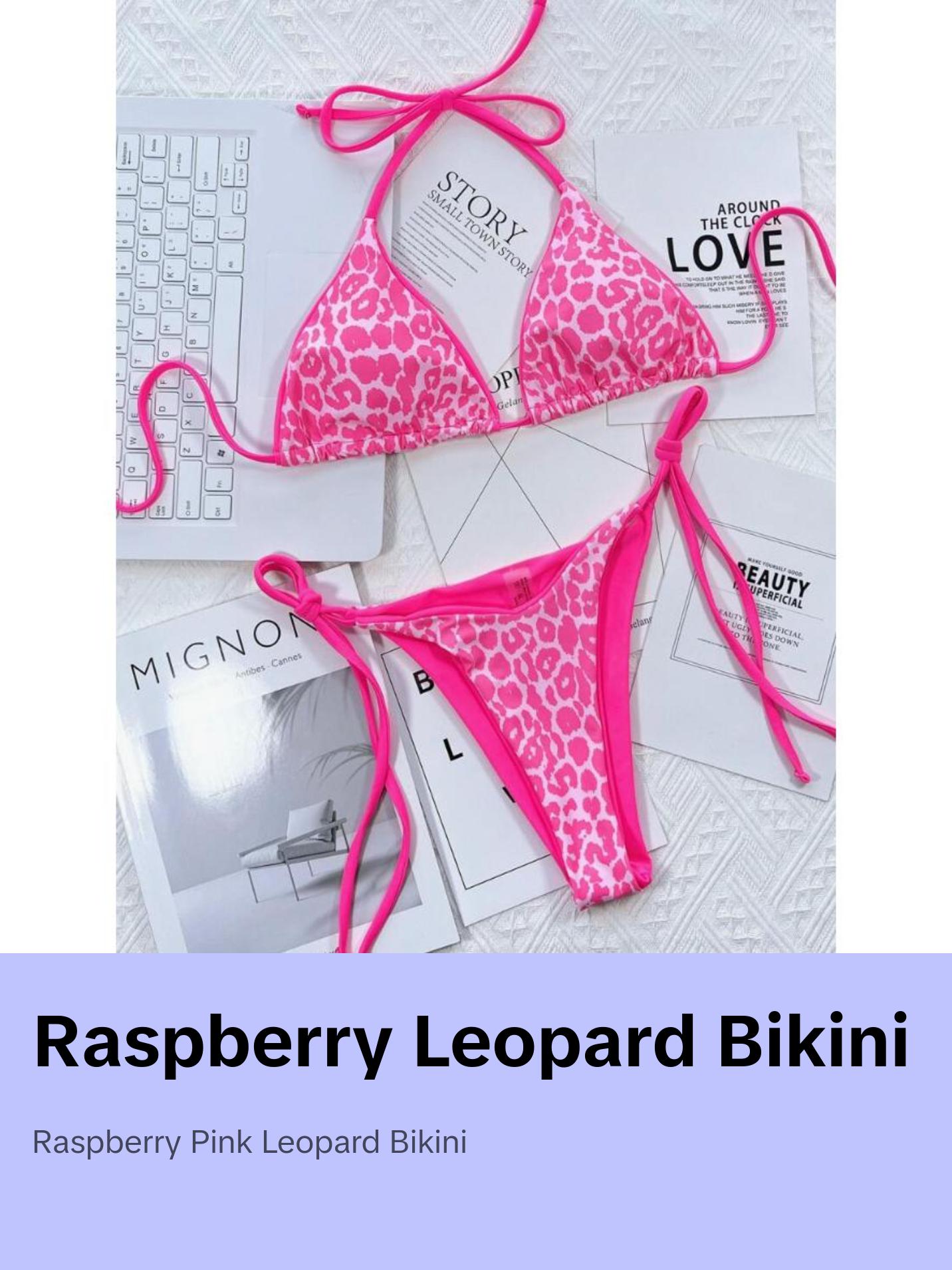 raspberry pink leopard print triangle bikini