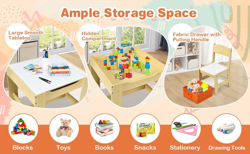 Costzon Kids Table and Chair Set, 3 in 1 Wooden Activity Table with Storage Space, Detachable Tabletop for Playroom, Nursery,Christmas Festival Gift Black Friday Cyber Monday Costzon Kids Table and Chair Set, 3 in 1 Wooden Activity Table with Storage Space, Detachable Tabletop for Playroom, Nursery,Christmas Festival Gift Black Friday Cyber Monday