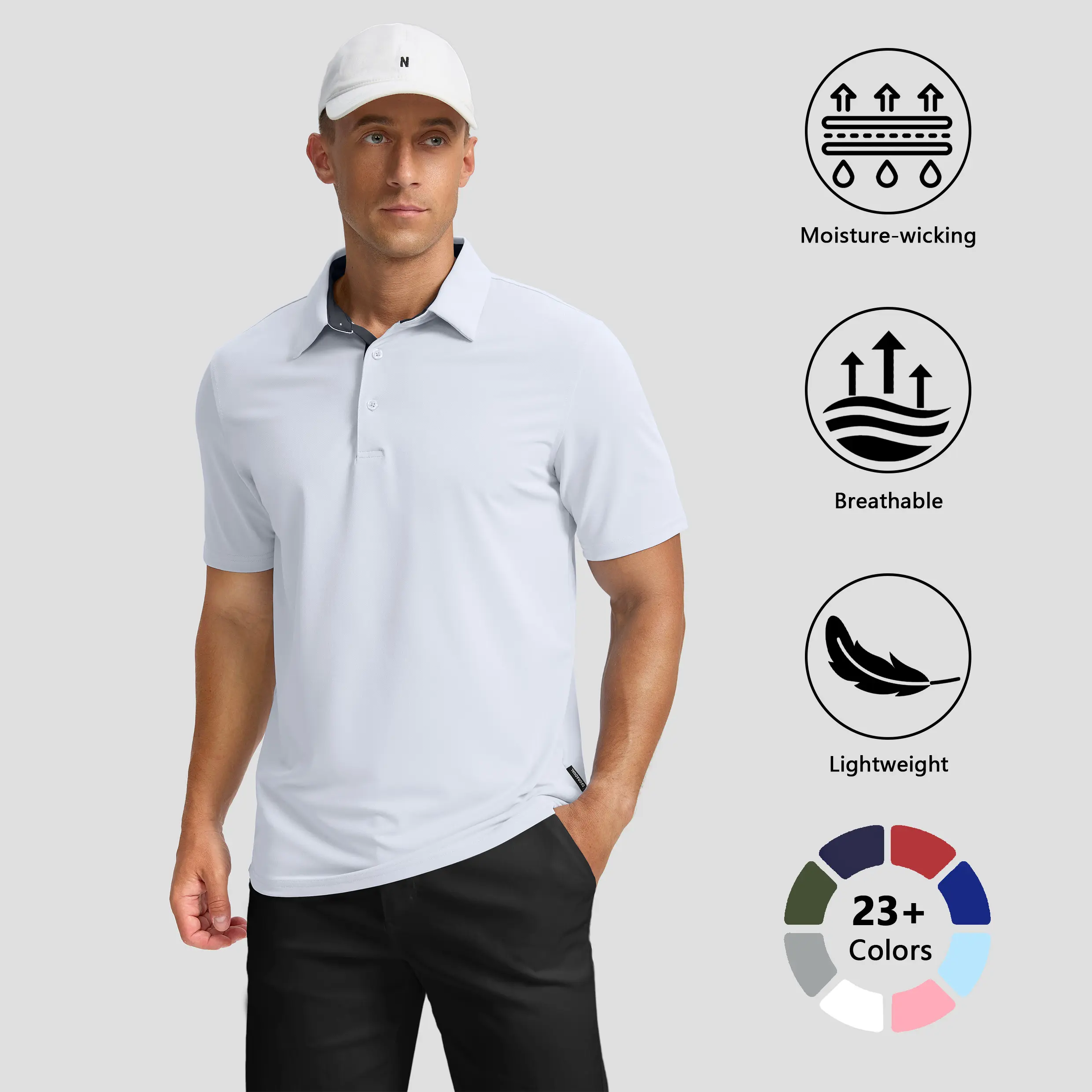 G Gradual Men's Golf-Themed Polo Shirts - Dry Fit, Moisture Wicking, Lightweight Stretchy Shortsleeve, Collared Athletic Sports Clothing for Casual Summer Use #TikTokShopStockUp,summerwins,travel essentials,camping essentials