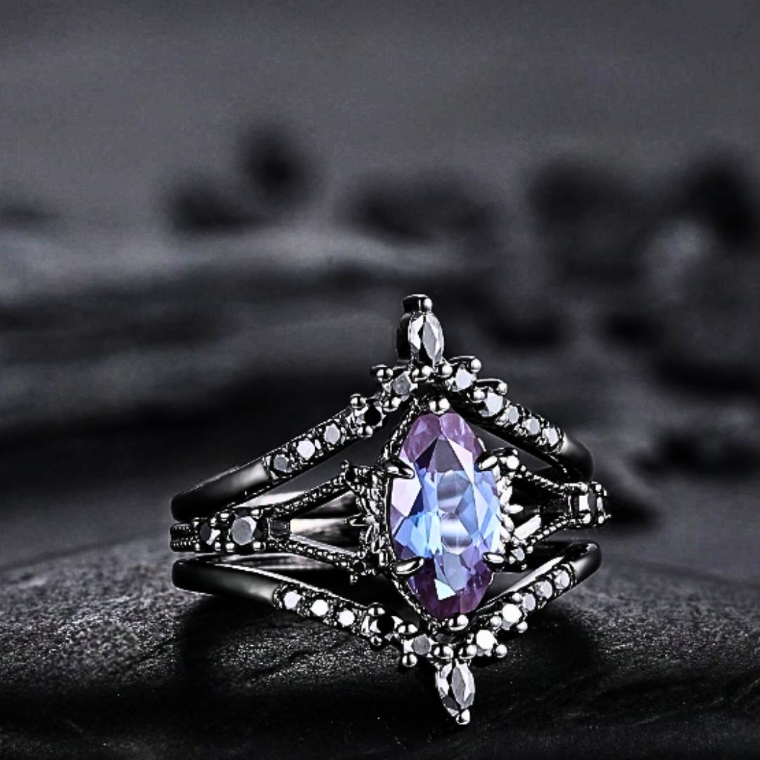 Black Electroplated Synthetic Zirconia Wedding Engagement Rings for Women, Fashion Jewelry as Bridal Rings, Engagement Rings, Great Gift for Her