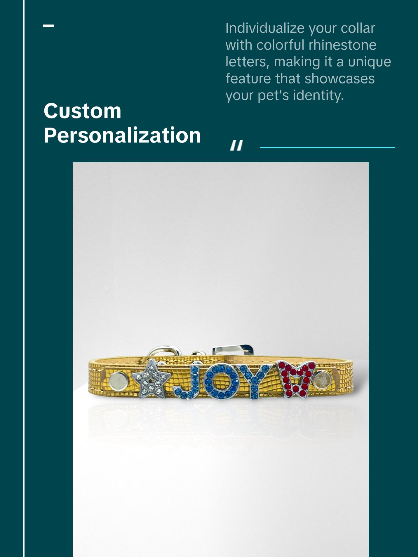 ALPHABET Shine Personalized Handmade PU Leather Dog Collar