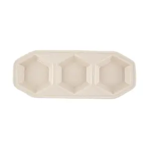 SSUEIM Mariebel Korean 3 Compartment Divided Plate - Oatmeal 265mm Snack Dish for Dips, Appetizers, Condiments