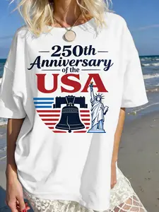 100% Cotton Unisex Tee 250 Years America Anniversary 250th Independence Day Freedom T-Shirt