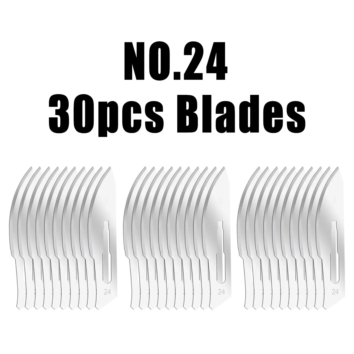 30 Stainless Steel No.24 Blades, Individually Packaged, Compatible with Various Blade Heads, Durable and Versatile Cutting Tools, Office Gadgets