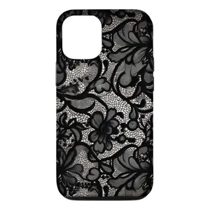 Black Lace Vintage Pattern Phone Case, Compatible with iPhone 17 16 15 14 13 12 11 Pro Max Plus X XS XR SE and Samsung Galaxy S24 S23 S22 S21 S20, Cute Fashion Dual Layer Creative Case, Perfect Gift for Her/Him Shockproof Protector Durable Cover