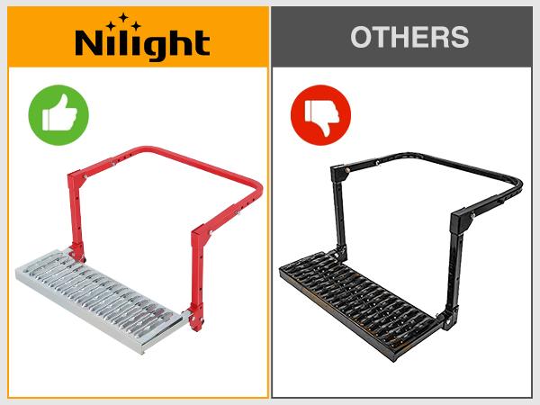 Nilight Folding Heavy Duty Tire Step for Truck SUV and RV, Non-Slip Steel Surface, Adjustable to Fit Tire from 10” to 15” Rated up to 350 Lbs,Easy to Install and Adjust Red Maximum Weight Capacity Portable