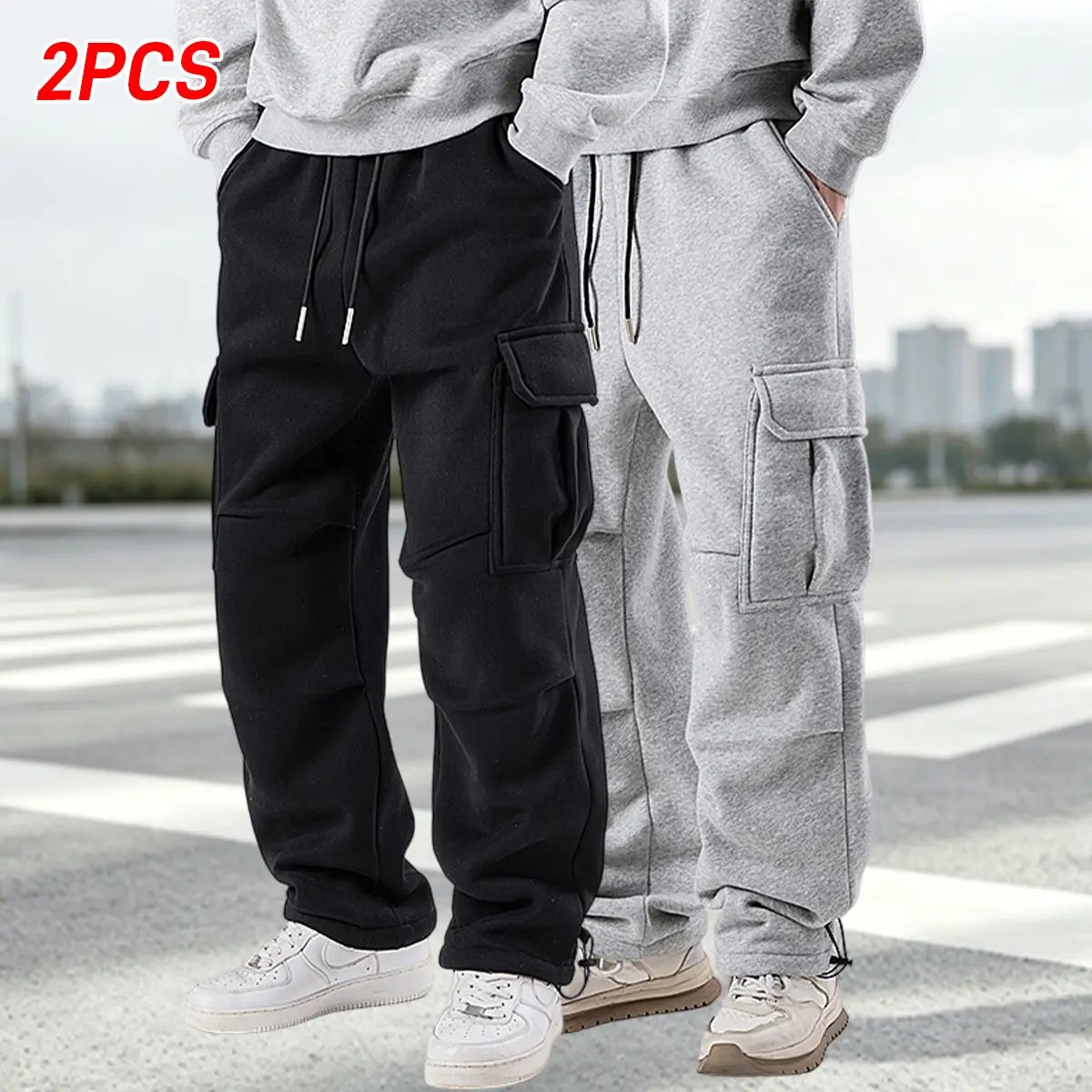 2 pairs of men’s casual athletic sweatpants with a multi-pocket design for convenience, a drawstring waistband for comfort, everyday casual sweatpants, men’s bottoms, men’s autumn/winter apparel, sports pants, menswear