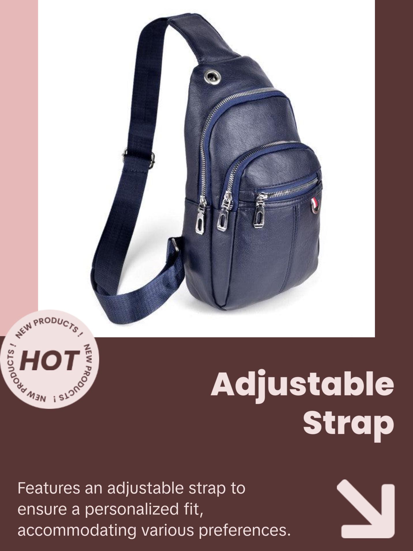 Versatile Vegan Leather Crossbody Sling Bag with Earphone Hole - Hands-Free Music