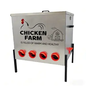 Chicken Farm 100 LB Chicken Feeder with 10 No-Waste Ports Extra-Large Galvanized Metal Poultry Feeder Adjustable Height Stand for Chickens Ducks Geese
