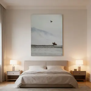 Cowboy on Horse And B2 Spirit Flying Wall Decor Art, Waterproof Canvas Decoration Landscape Print, Artistic Poster for Bathroom, Bedroom, Kitchen and Living Room, and A Perfect Gift for Home Modern Abstract Art Photo