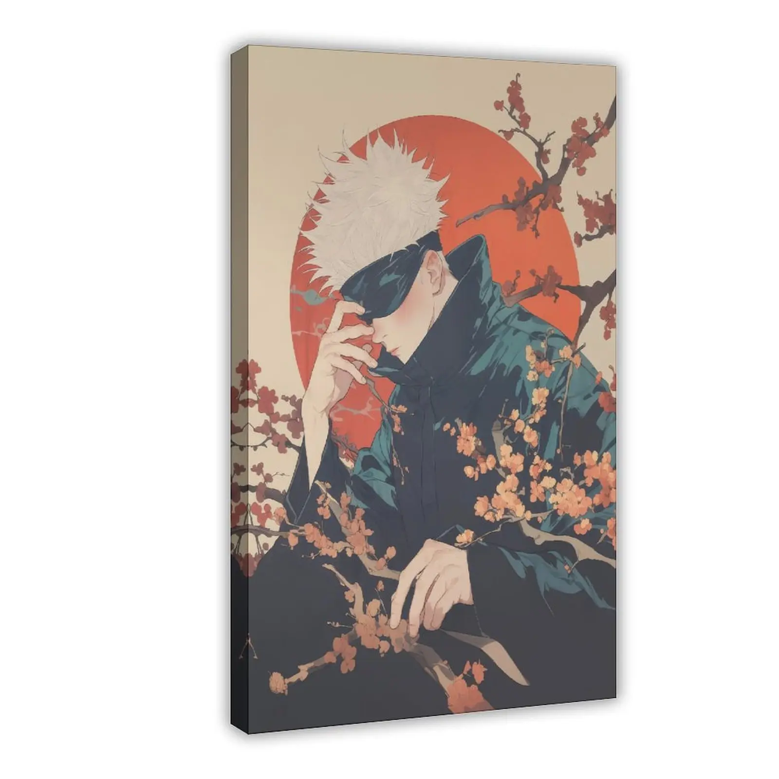 [2D Flat] 1pc Cancas art print Satoru Gojo Jujutsu Kaisen Ukiyoe Japanese Tapestry Style Anime Poster Wall Art Bedroom Art Home Decor
