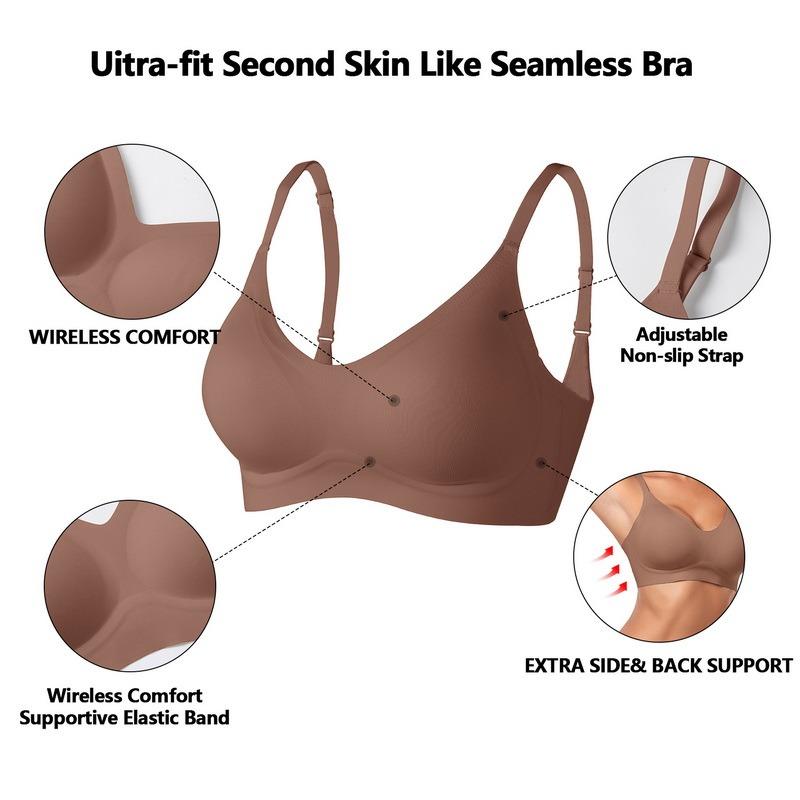 OEAK 2PCS Women Jelly Bras Breathable Adjustable Wireless Full Coverage Soft Everyday Seamless Bra No Underwire Comfort Bras Set