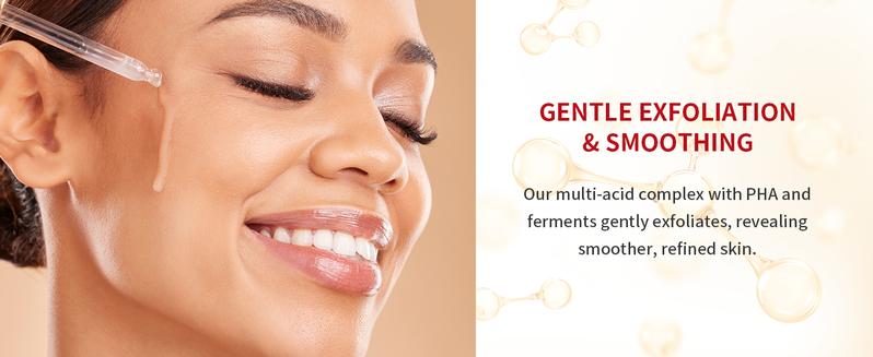 Jeirrzi Peeling Shot Glow Rice Exfoliant Ampoule, 5% Complext Acid Gentle Exfoliating Serum with Salicylic Acid, Brightening and Smoothing for Sensitive Skin