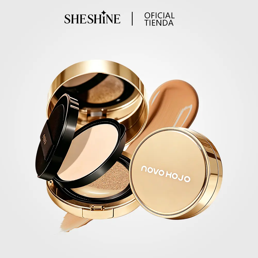 SHESHINE NOVOHOJO 2-in-1 Moisturizing Sun Cushion BB Cream Cosmetic - SPF 35+ Foundation with Hyaluronic Acid, Dewy/Glowing Skin, 30-Second Shine Control, Compact Powder, Dewy Makeup, 30S Shine Fix, Hydrate + Glow, Glow With Spf