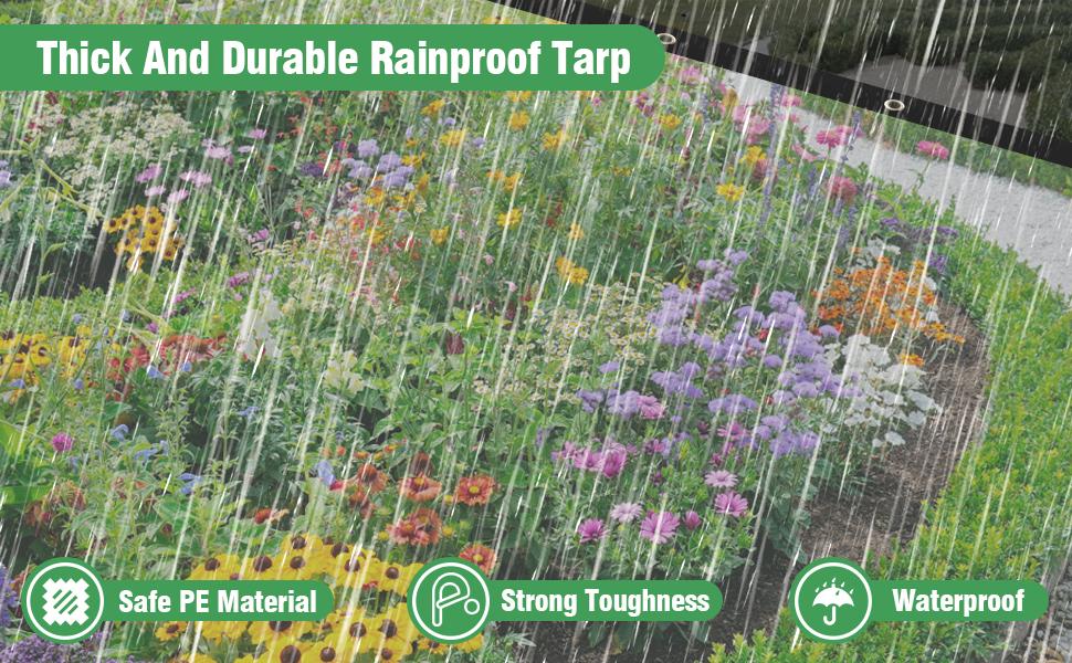 7ft x 11ft Heavy-Duty Waterproof Clear Tarp with Grommets, Insect-Resistant, Tear-Resistant, Windproof, Snowproof, Rainproof, Durable Transparent Rainproof Cover for Outdoor Garden, Patio, Chicken Coop, Greenhouse, Camping & Temporary Shelter, Car Shelter