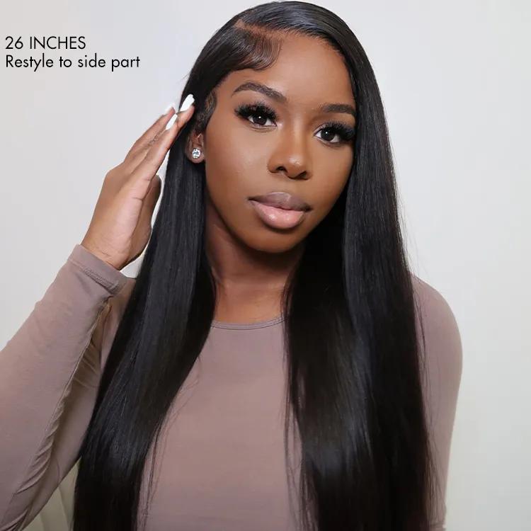 Luvme All Day Comfort Wig Glueless 7x6 Closure Pre Plucked Pre Bleached Pre Cut Melted Lace 180% Density Silky Straight Ready To Go-Come with Left Side Part 250% MyOwn-Fit™ Cap