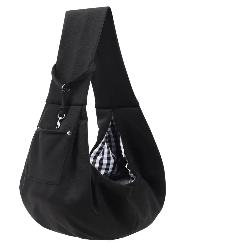 Hands-Free Plaid Button Animal Carrier Bag for Small Dogs & Cats (Up to 15 lbs) - Soft, Breathable, Skin-Friendly Fabric, Thick Shoulder Strap, Reversible Sides, Easy Access, Cozy Wrap for Walking, Short Trips