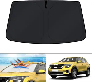 Canvcle Custom Fit Windshield Sun Shade for Kia Seltos 2021-2025 Double Thickness UV Protection Foldable Sun Visor Protector Keeps Car Cooler