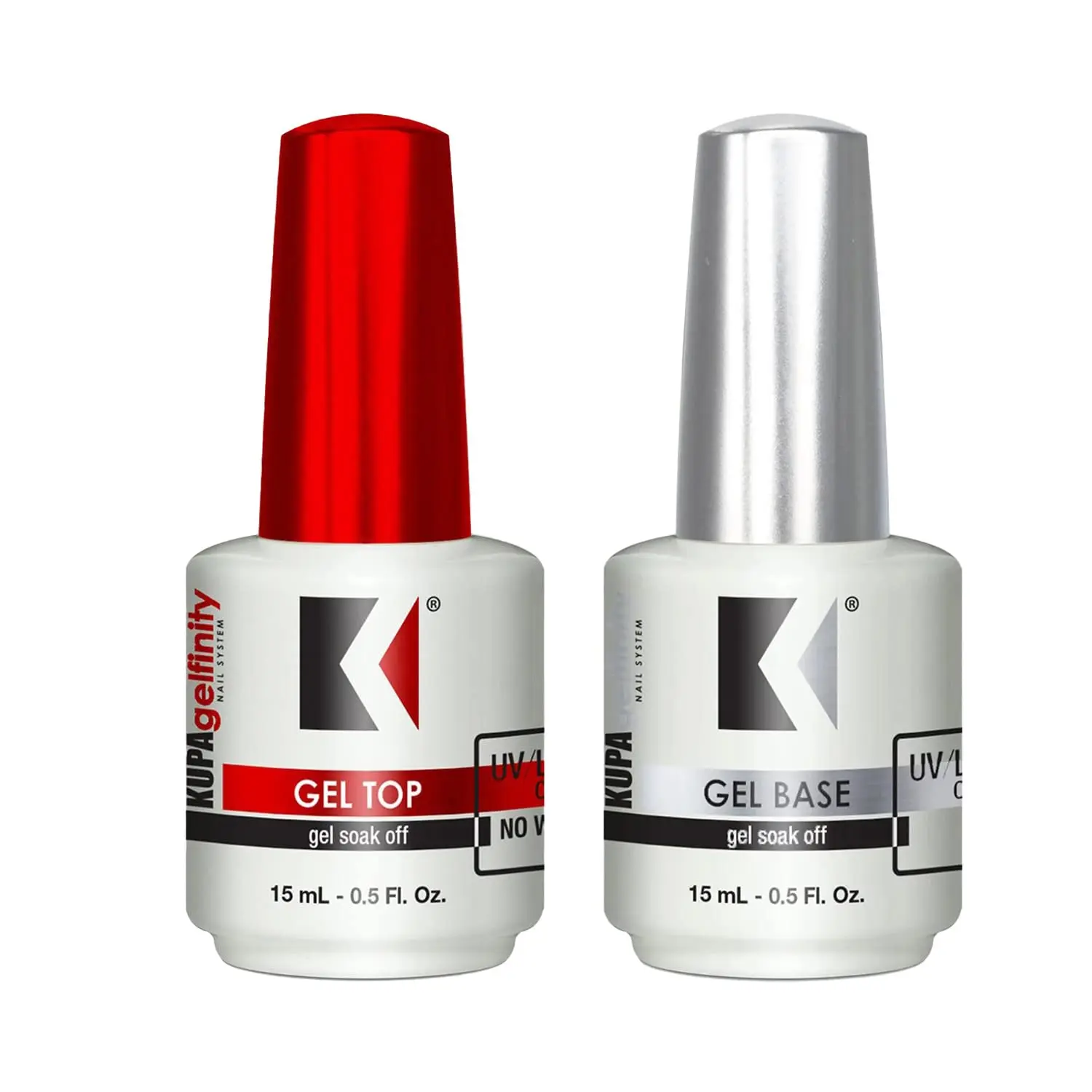 KUPA Gelfinity Base & Top Coat Nail Set - 1oz Soak-Off No-Wipe Formula, Long-Lasting Glossy Polish, Salon-Quality Manicure, Professional Nail Care Cosmetic, Gel Polish, Nails Supplies Gel Shine Finish Gelpolishset