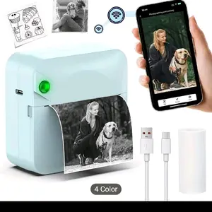 [Mini Thermal Printer] Wireless Mini Thermal Printer | Ink-Free Sticker & Receipt Printer with 1 Roll of Thermal Paper | Portable for Photos, Diaries, Notes, and Memos