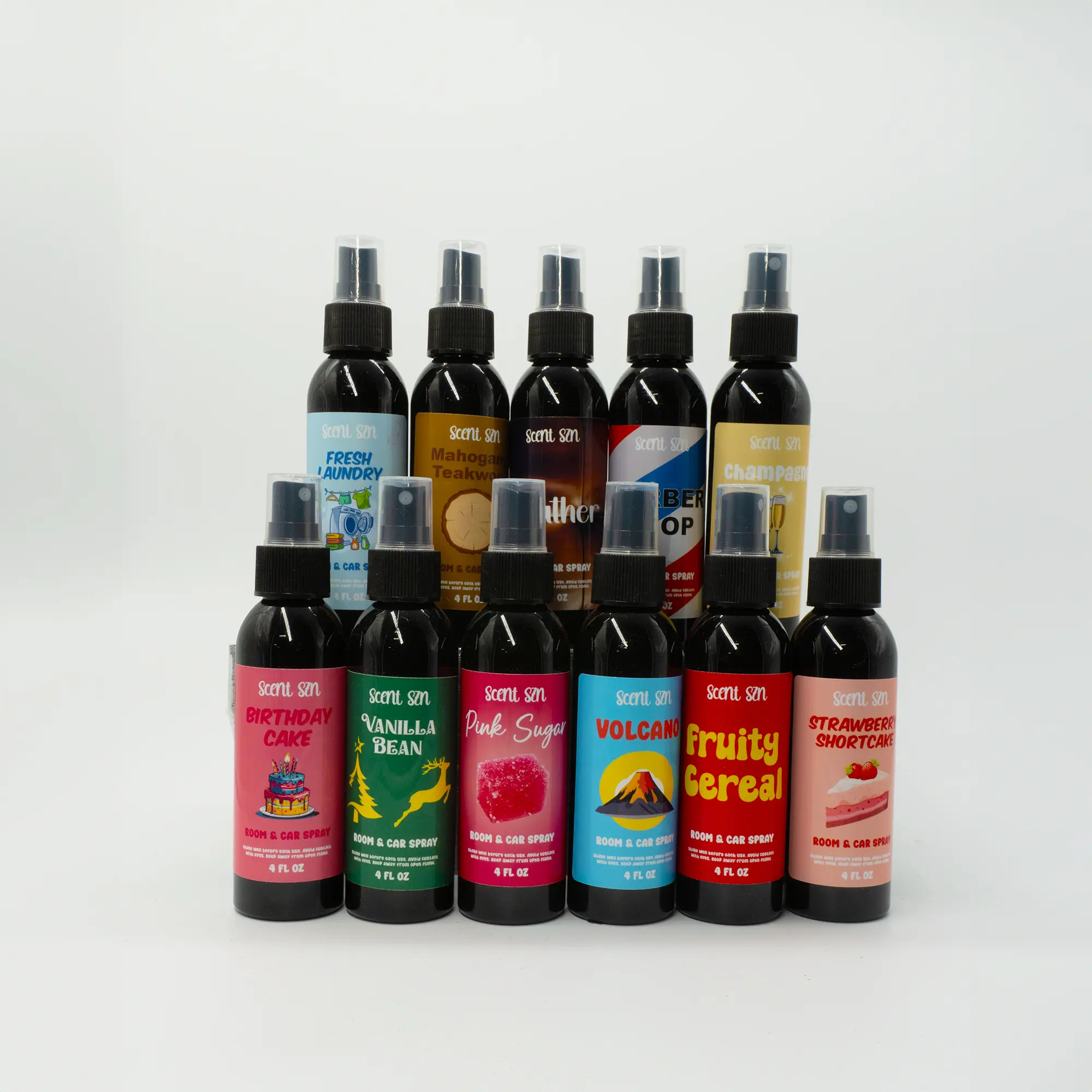 Car & House Fragrance Spray - 4 oz Plastic Bottle, Vehicle Accessories, Floral & Bean Scents Included (Vanilla, Strawberry, Lemon Options)