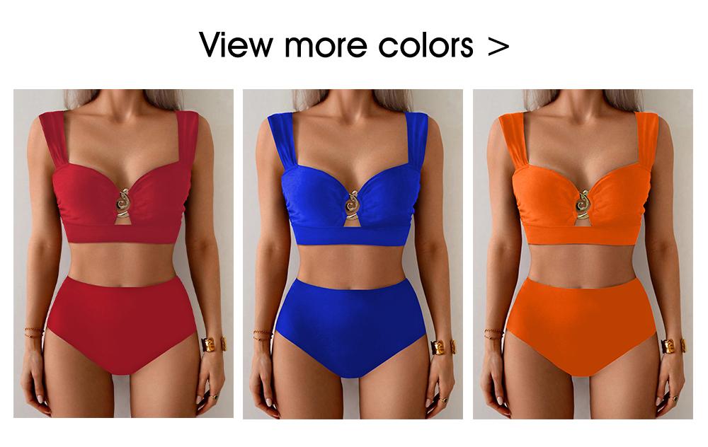 Aleumdr Women's Bikini Set High Waisted 2 Piece Swimsuit Sweatheart Neck Bathing Suit Tummy Control Swim Suit SpringStatements