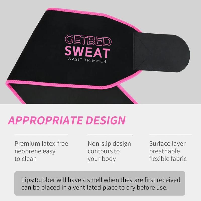 GETBED Classic Sweat Waist Trimmer for Women & Men Black/Pink CR Neoprene with Neo-Sweat Technology for High Intensity Training Gym Workouts Fitness Layer Waist Trainer Belt Exercise Waistband 2 Adjustable Sizes Choose Color