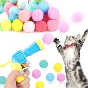 31Pcs Cat Ball Toy Launcher Gun,Cat Balls Fetch Toy,30Pcs Plush Fuzzy Balls Launcher Cat Toy for Cats with 1 Gun,Funny Interactive Cat Toys for Bored Indoor Adult Cats,Cute Kitten Kitty Toys