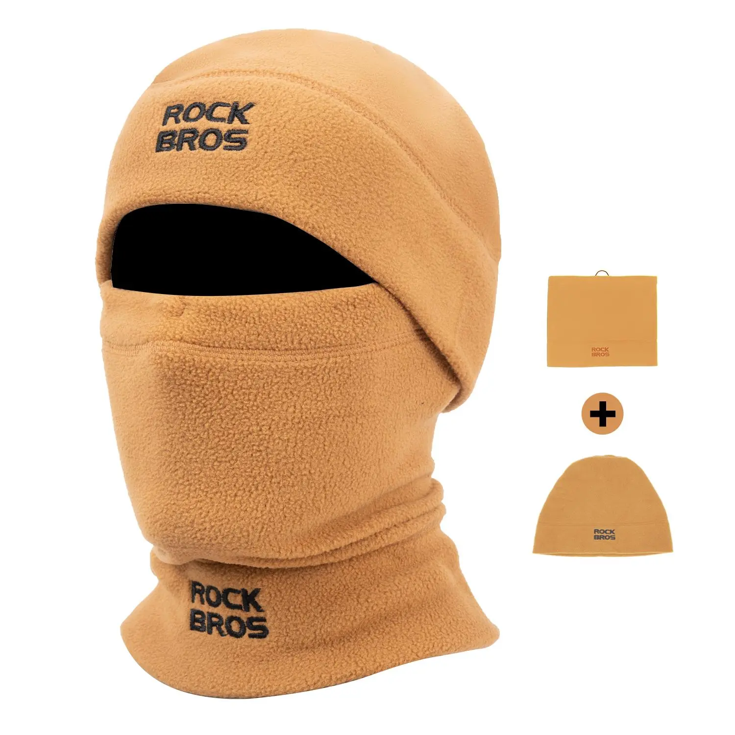 ROCKBROS Unisex Thermal Winter Ski Mask - Full Face Sports & Outdoor Hat, Windproof Hood, Double-Sided Fiber Fabric, Adjustable Fit for -10°C to 0°C Skiing, Orange Neck Warmer