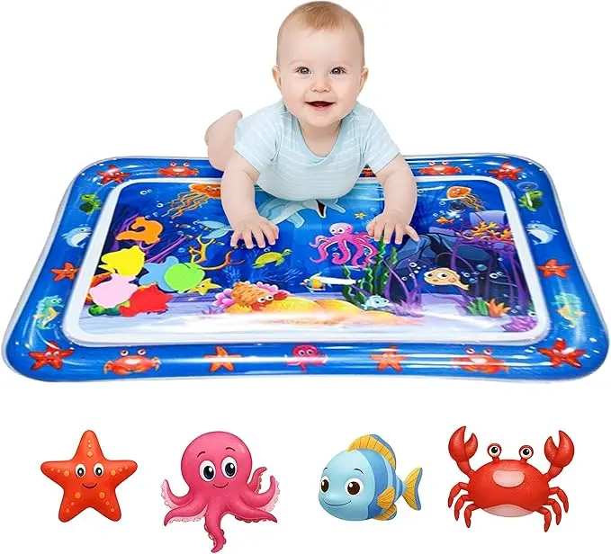Inflatable Tummy Time Mat Premium Baby Water Play Mat for Infants and Toddlers Baby Toys for 3 to 24 Months, Strengthen Your Baby's Muscles, Portable