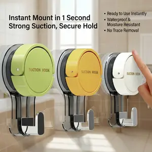 3-Pack Vacuum Suction Hooks – Strong Hold, No Drilling, Reusable Wall Hooks