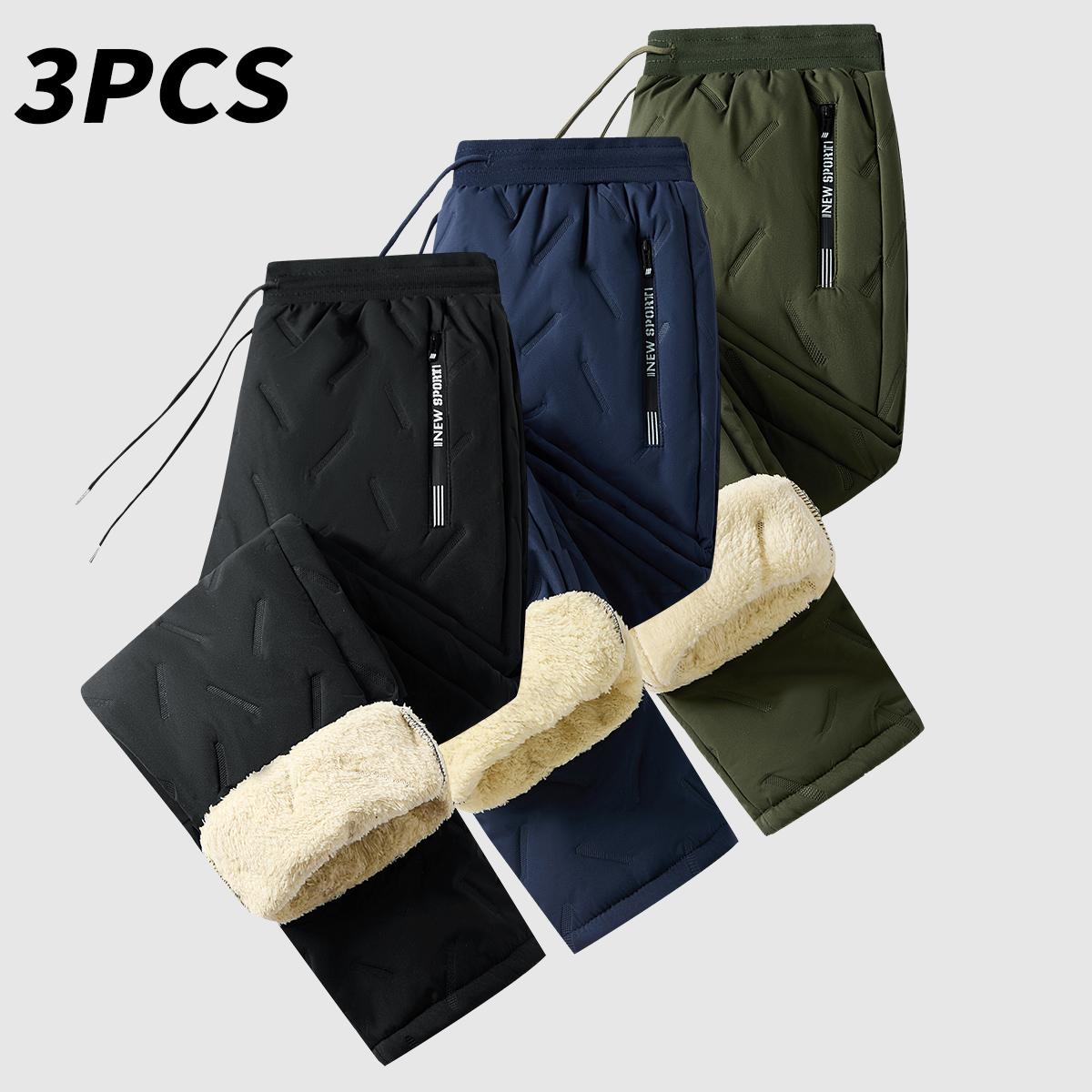 Men’s Warm Thermal Winter Snow Pants Ideal for Workouts & Outdoor Activities Machine Sweatpants Men Perfect for Extreme Cold Weather Layered Solid Color Design Regular Fit Menswear Top Stylish Trousers Men’s Casual Plain drawstring waistband