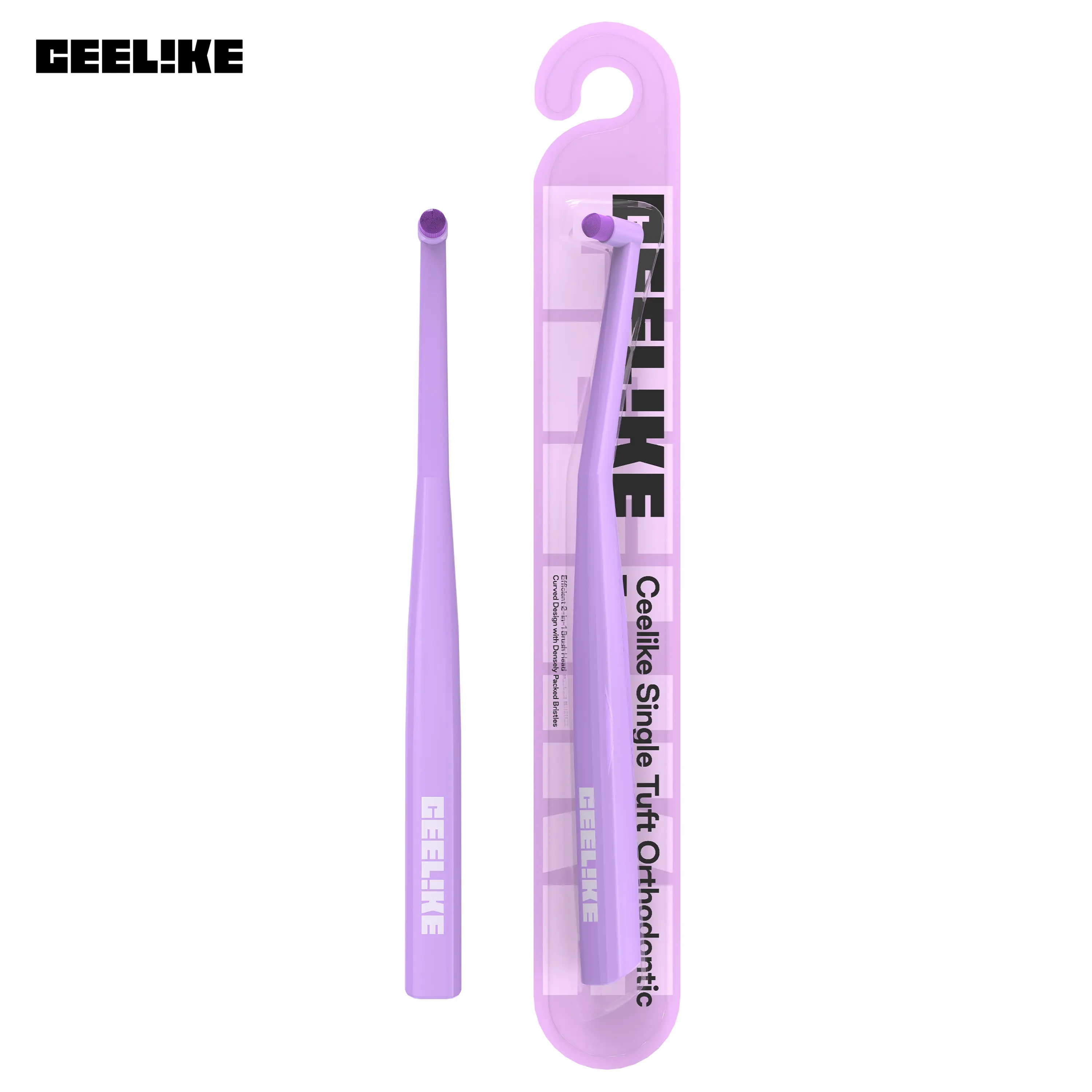 CEELIKE Single Tuft Ortho-Brush - 3 Soft Bristle Unscented Nylon Toothbrushes with Pointed Tips for Braces Patients, Oral Care Supplies for Daily Care (Non-Medical)