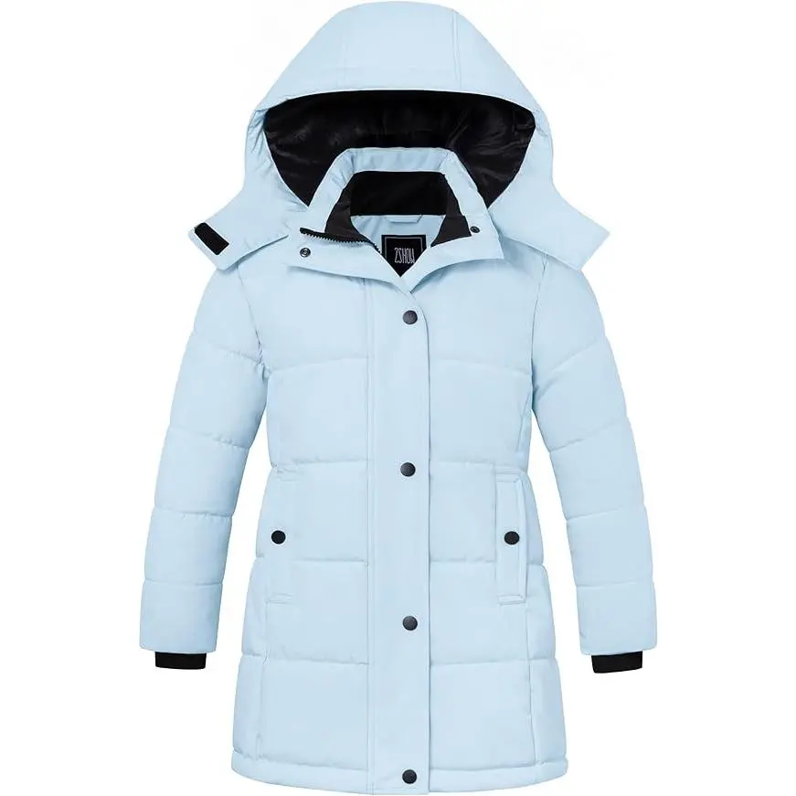 Kid Size Girls' Winter Coat with Pockets, Warm Hooded Puffer Outerwear, Warm Jacket, Kid Size Girls' Winter Coats