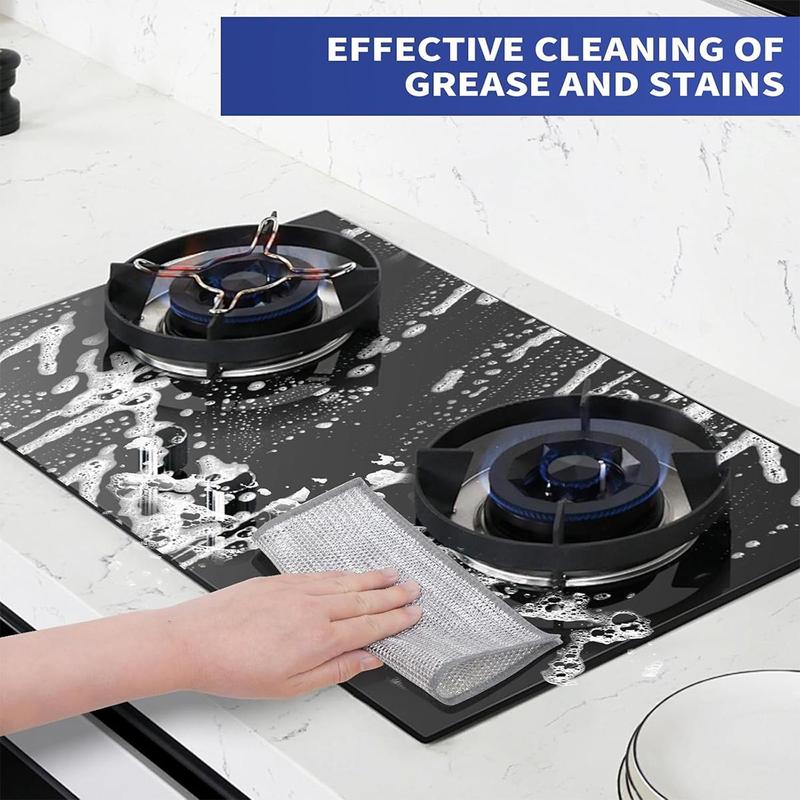 12 Counts Dishwashing Rags,Multipurpose Non-Scratch Wire Dishcloths for Wet and Dry Use, Reusable Wire Cleaning Cloths for Kitchen,Sinks,and Pans Silver Removable, Washable & More