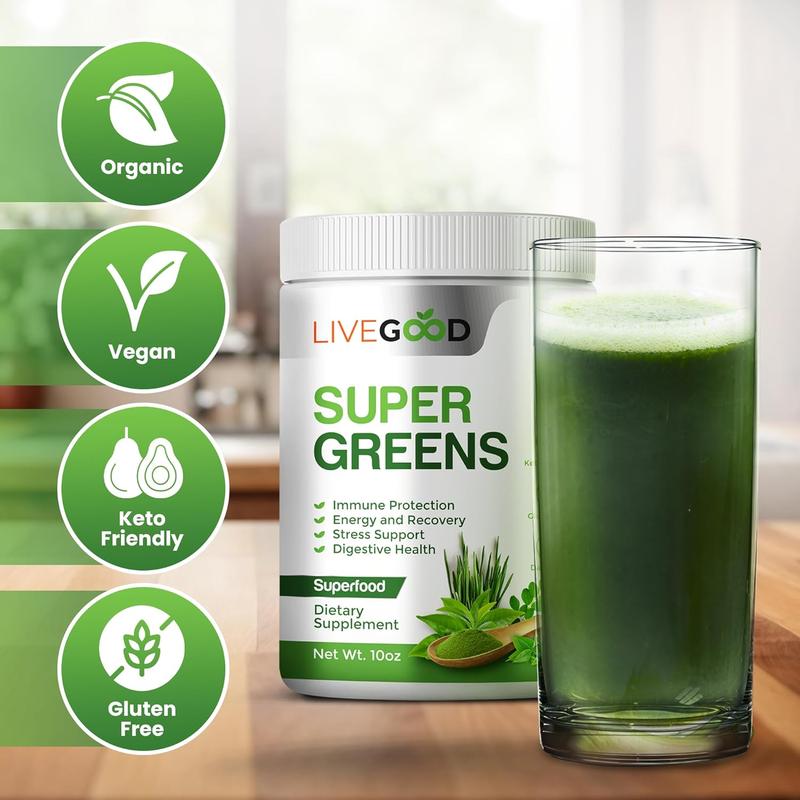LiveGood Super Greens & Super Reds Bundle – USDA Organic Superfood Powder for Immune Support, Energy, Circulation, Digestive & Cognitive Health (30 Servings Each)