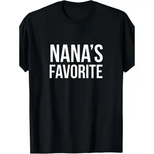 Nana'S Favorite Shirt |   Funny Grandparent Grandchild Gift T-Shirt, Same Style for Men and Women, 2025 Summer, Short-Sleeved, Printed, Pure,, Crew Neck, Regular Fit, All-Season, Vintage Style Casual Crewneck Tshirt