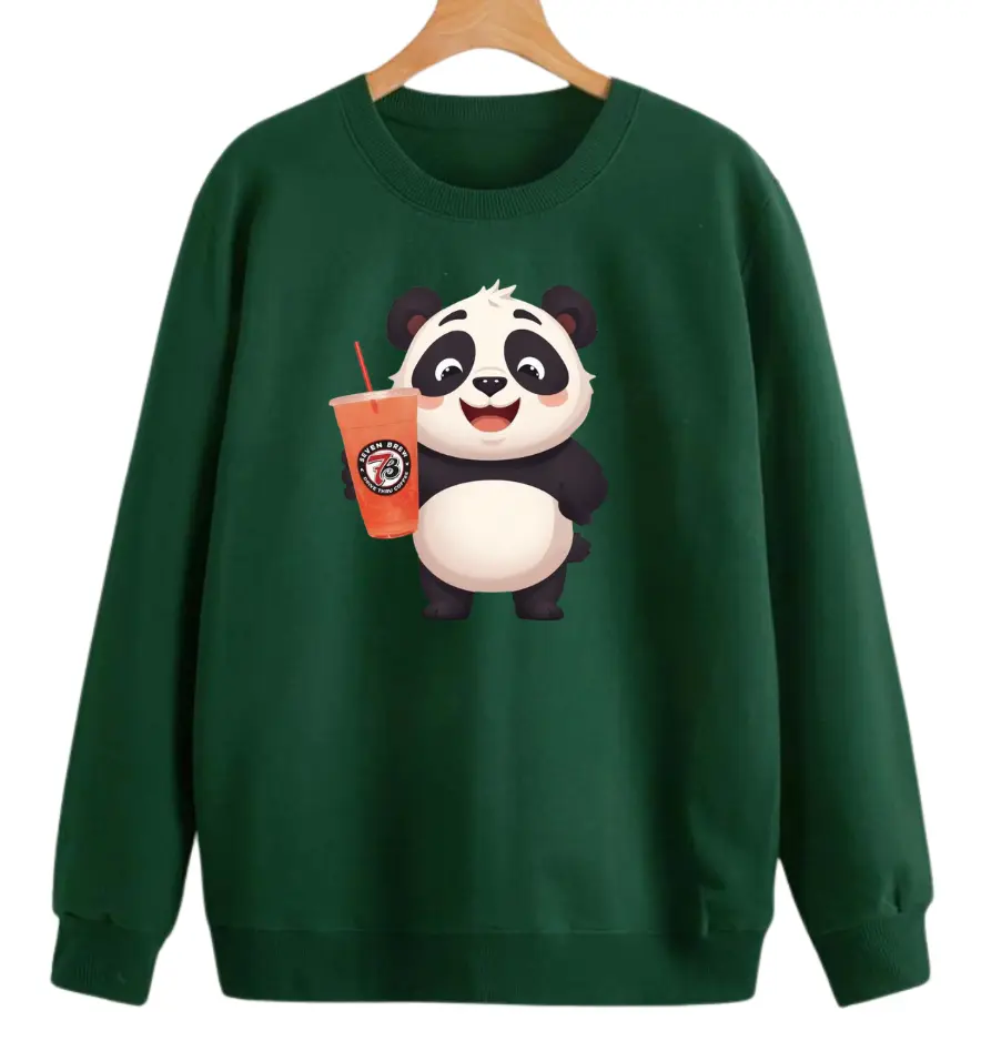 7Brew Coffee Panda Sweatshirt, Cute Coffee Shirt, Panda with Coffee, 7Brew Sweatshirt, Gift For Her, Full Sizes