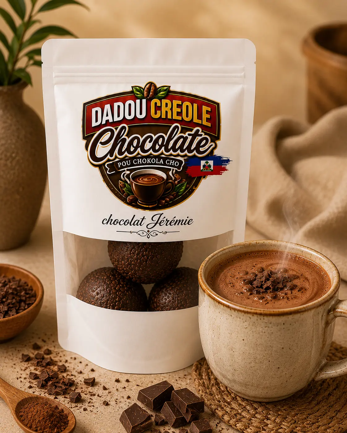 Dadou Creole Jérémie Authentic Haitian Cocoa Chocolate Balls, 3-Pack