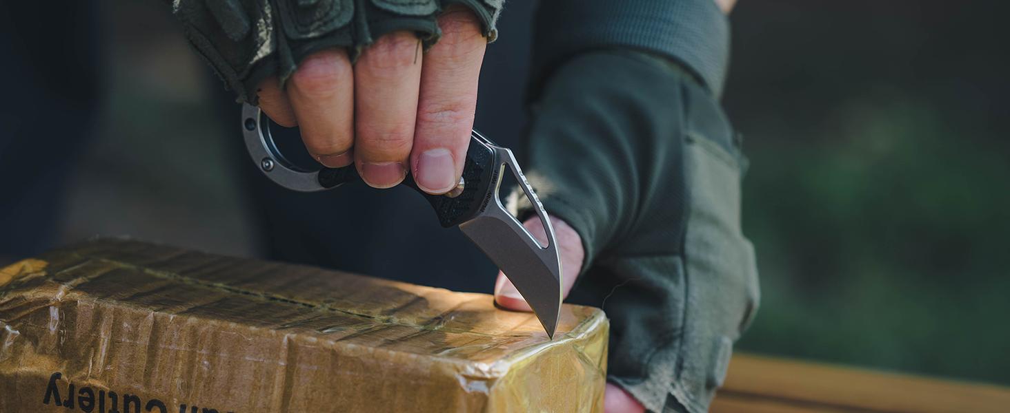 CJRB Anansi Multitool Folding Utility Knife with AR-RPM9 Claw Blade G10 Handle,Small Karambit Pocket Knife, Compact Keychain Box Cutter for Hunting Military Camping Self Defense EDC