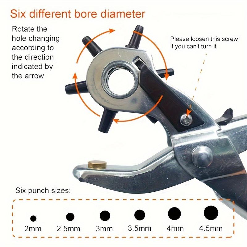 1pc Manual Rotary Belt Punch Perforator - Adjustable Multi-Functional Eye Punch Tool with Ergonomic Red Handles for Sewing, Bag Setting, Watch Belt & Faux Leather Crafting - Belt Punch Hole Tool, Sewing Accessory